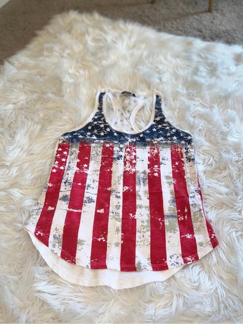 Flag-Print Racerback Tank Top - Red, White & Blue